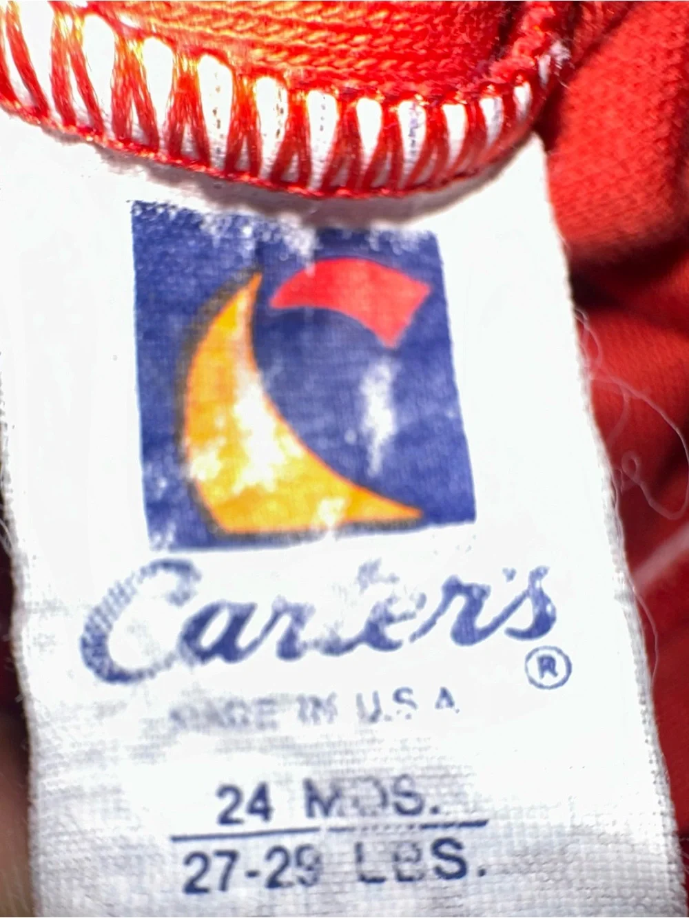 Vintage Carter's Quilted-Top Red Kids Overalls with bow Size 24 Months